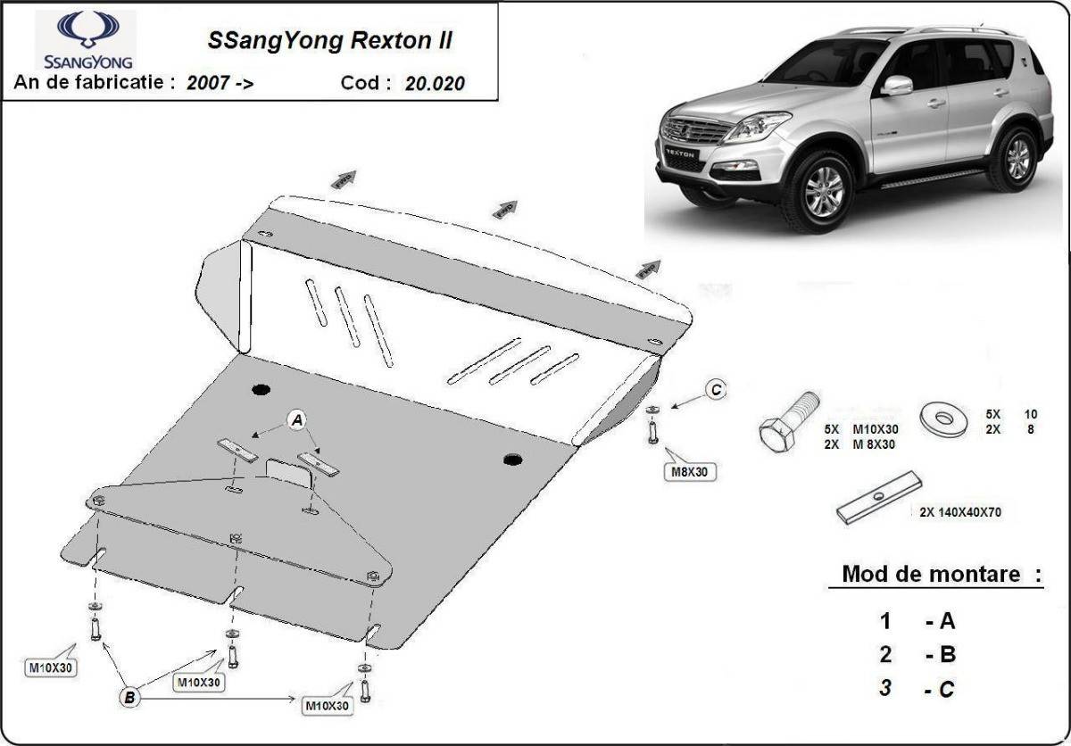 Cubre cárter metálico Ssangyong Rexton 2 (2007-2017) a medida