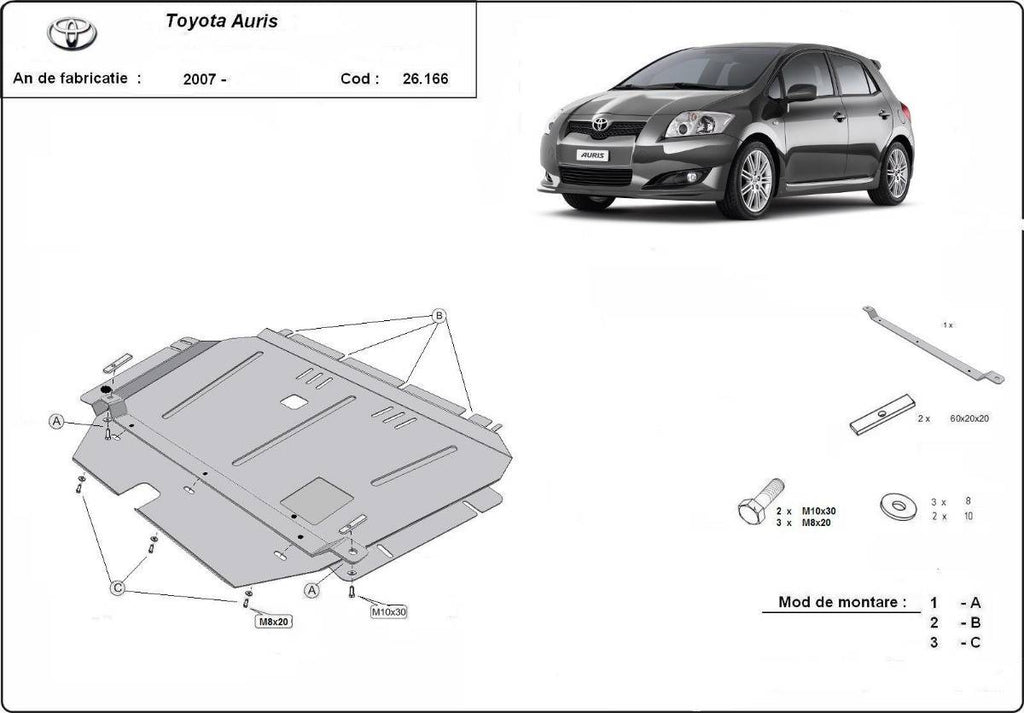 Cubre cárter metálico Toyota Auris (2007-2018) a medida