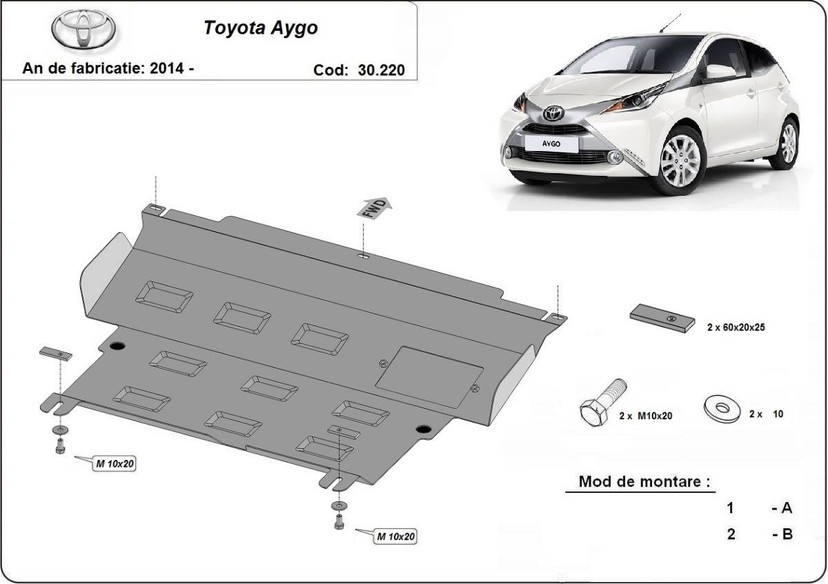 Cubre cárter metálico Toyota Aygo AB40 (2014-2022) a medida
