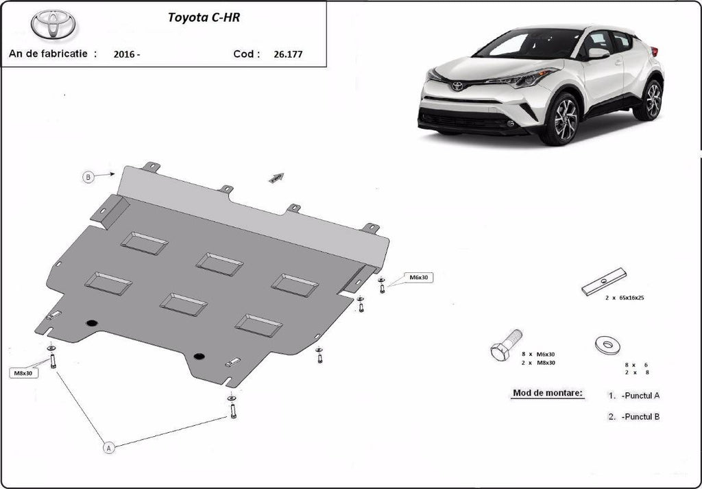 Cubre cárter metálico Toyota C-HR (2016-2022) a medida