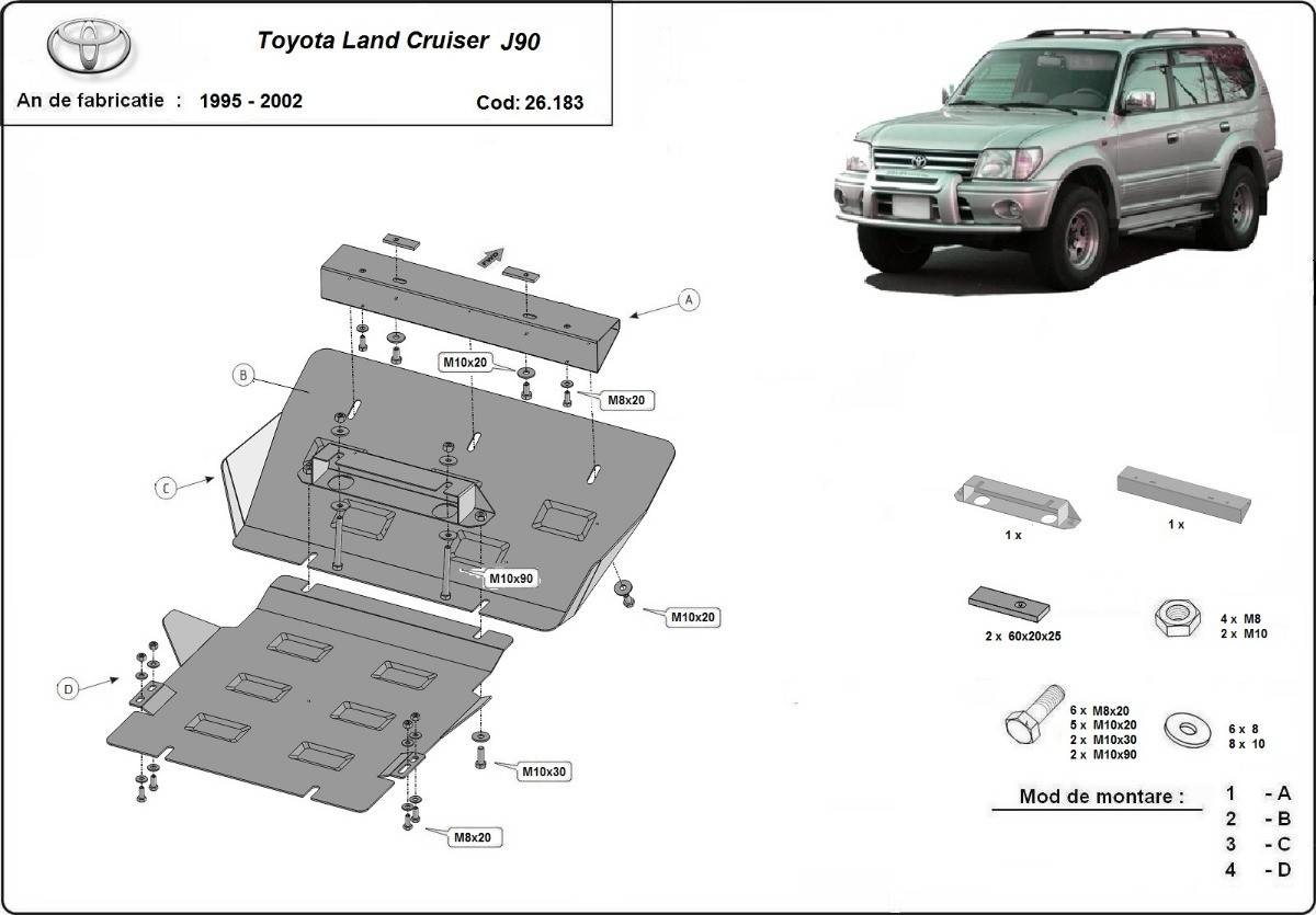Cubre cárter metálico Toyota Land Cruiser J90 (1995-2002) a medida