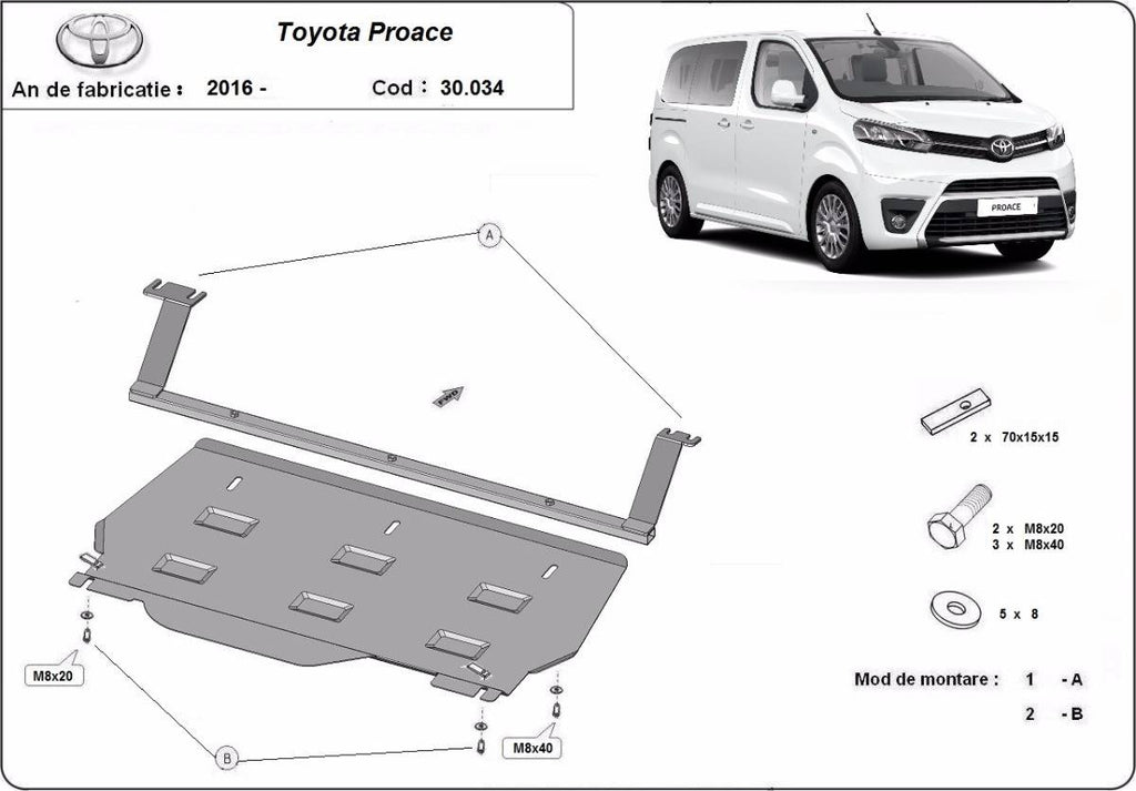 Cubre cárter metálico Toyota Proace Furgoneta (2016-2019) a medida