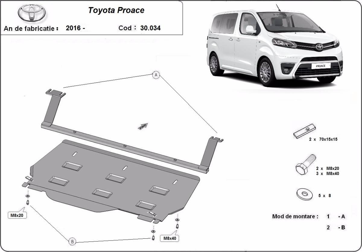 Cubre cárter metálico Toyota Proace Furgoneta (2016-2019) a medida