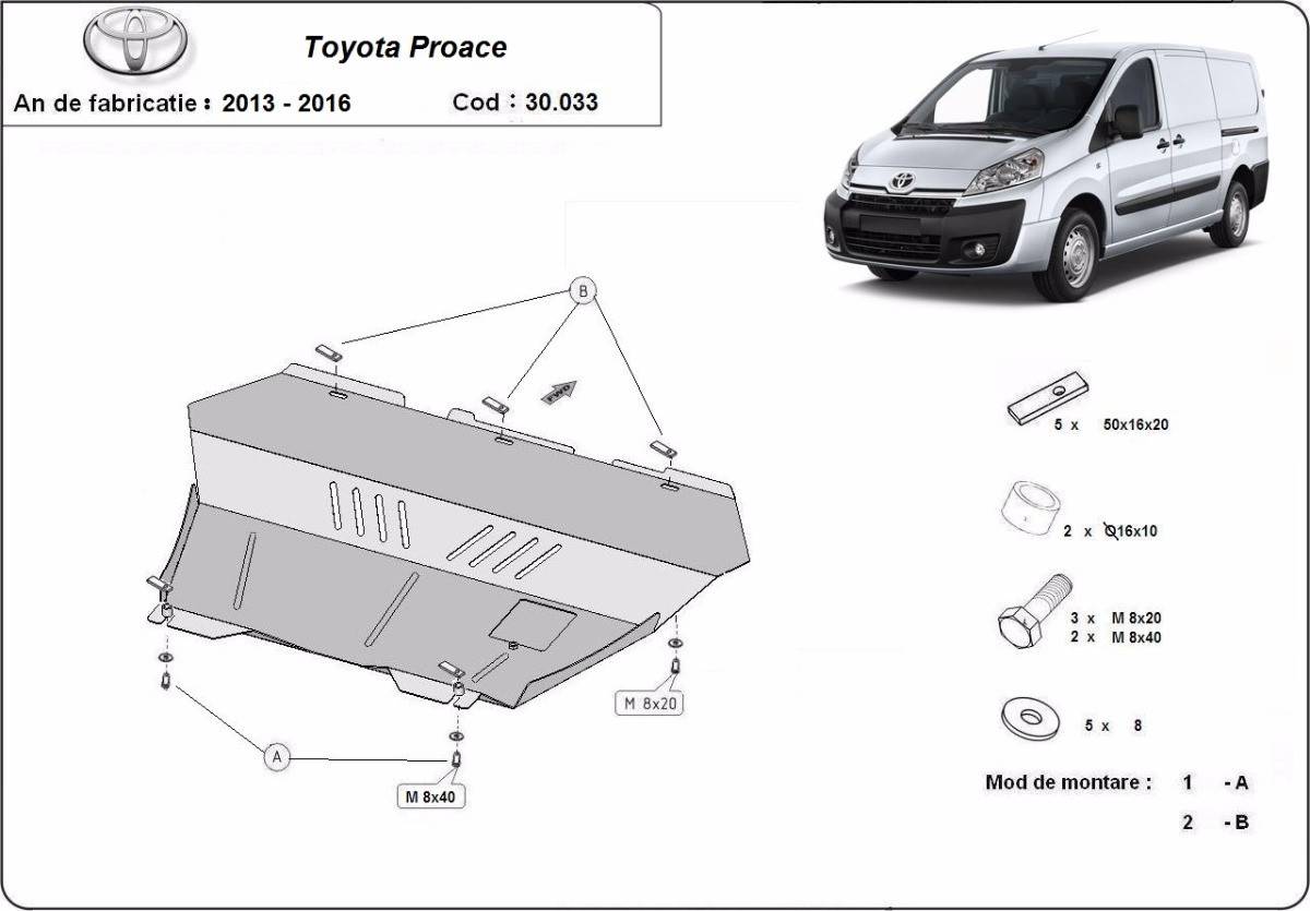 Cubre cárter metálico Toyota Proace (2016-2019) a medida