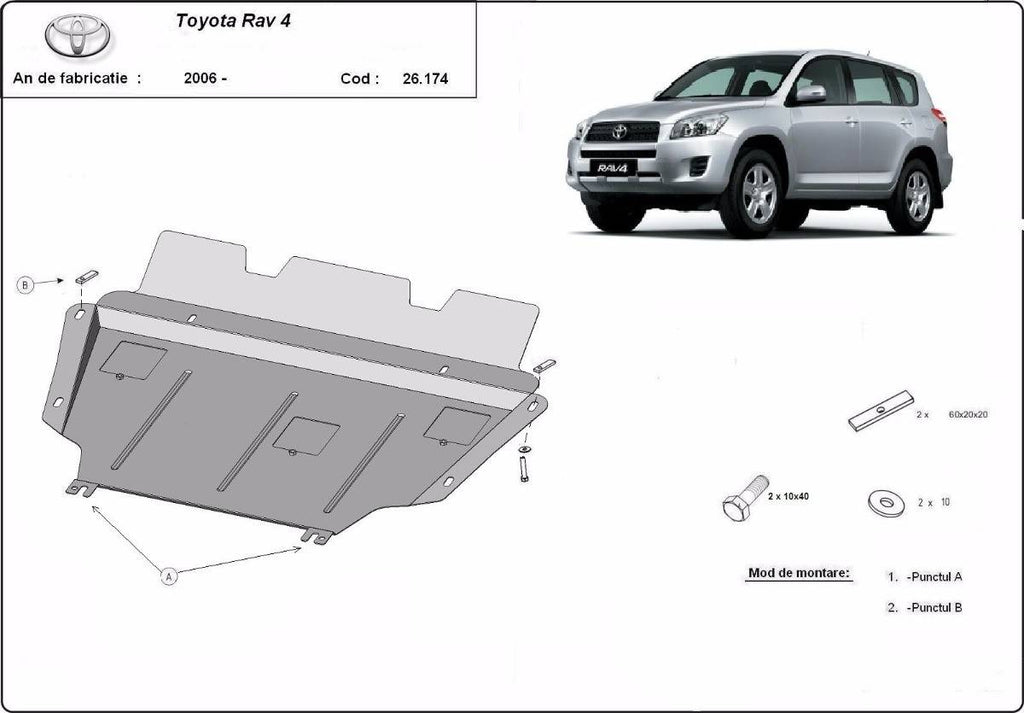 Cubre cárter metálico Toyota RAV 4 Diesel "26.174D" (2006-2013) a medida