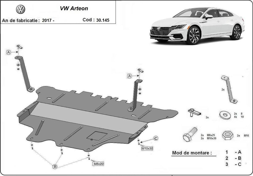 Cubre cárter metálico Volkswagen Arteon - Caja de Cambios Manual (2017-2022) a medida