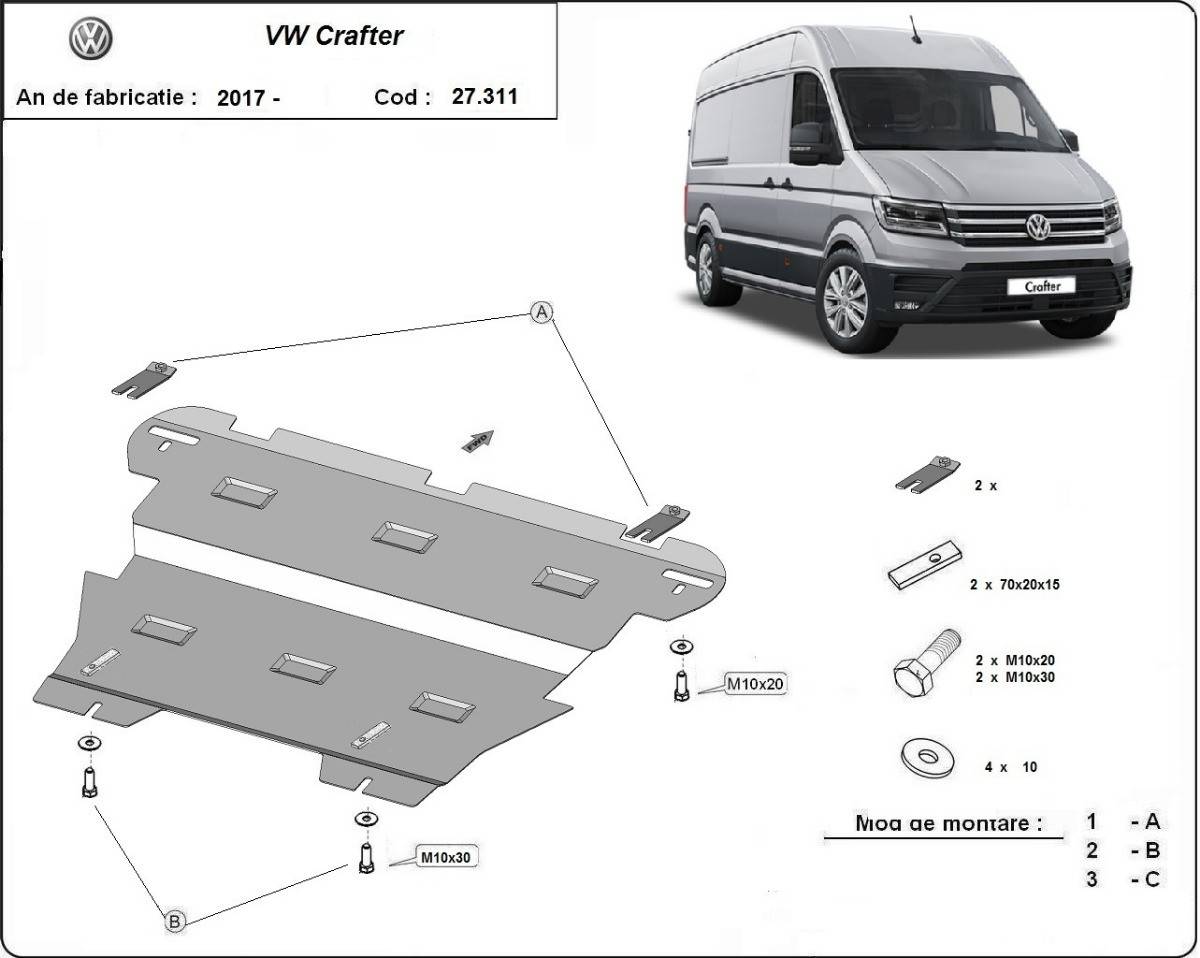 Cubre cárter metálico Volkswagen Crafter (2017-2022) a medida