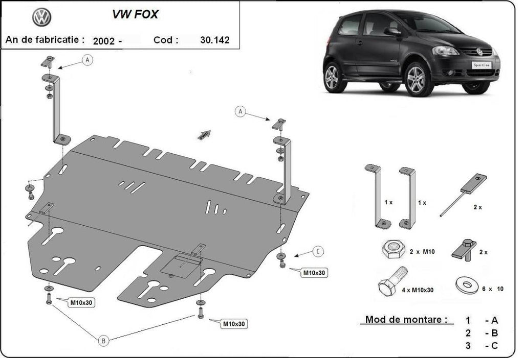 Cubre cárter metálico Volkswagen Fox (2002-2017) a medida