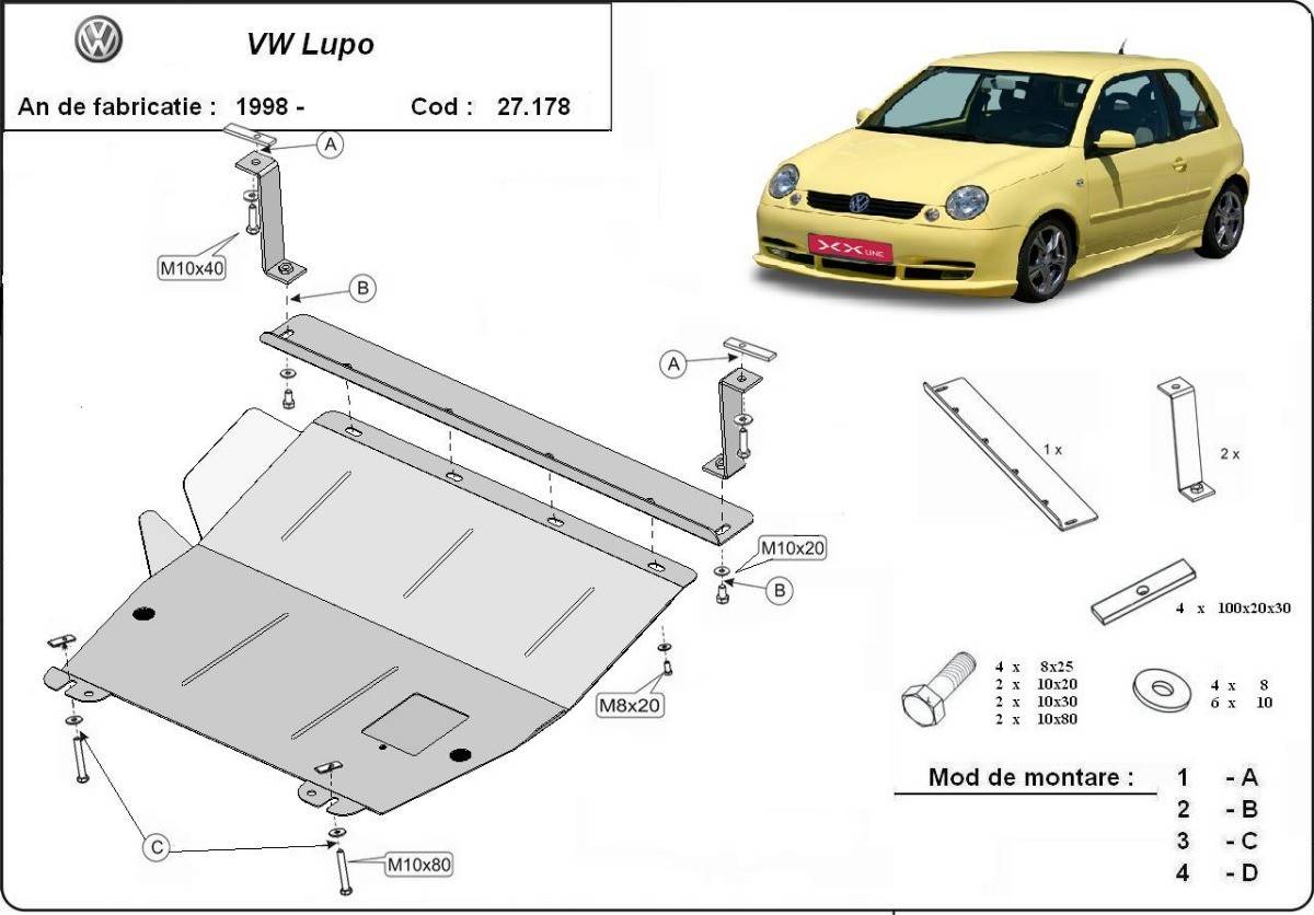 Cubre cárter metálico Volkswagen Lupo (1999-2005) a medida