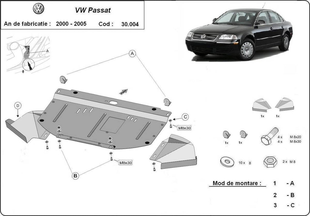 Cubre cárter metálico Volkswagen Passat B5.5 (2001-2005) a medida