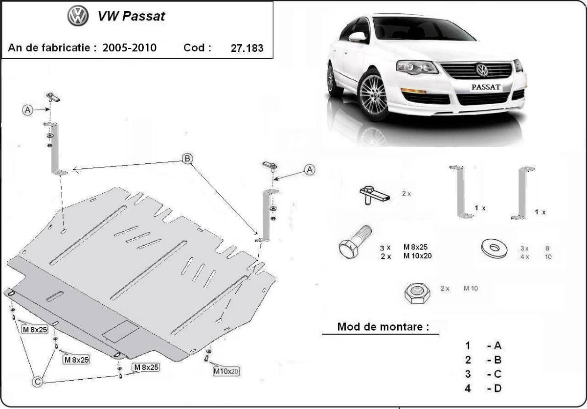 Cubre cárter metálico Volkswagen Passat B6 (2005-2010) a medida