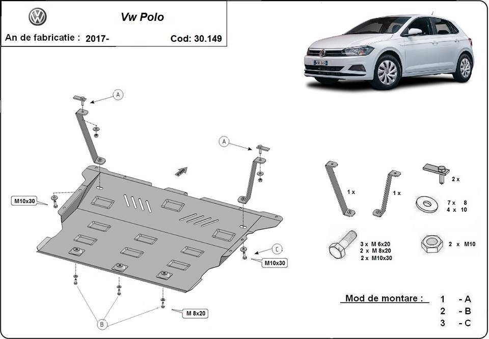 Cubre cárter metálico Volkswagen Polo (2017-2022) a medida