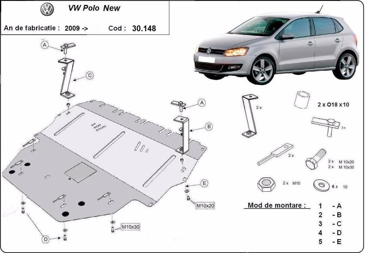Cubre cárter metálico Volkswagen Polo (6R) Diesel (2009-2017) a medida