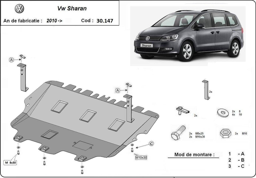 Cubre cárter metálico Volkswagen Sharan (2010-2022) a medida