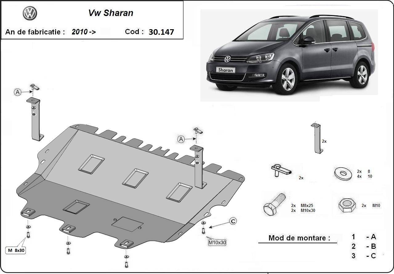 Cubre cárter metálico Volkswagen Sharan (2010-2022) a medida