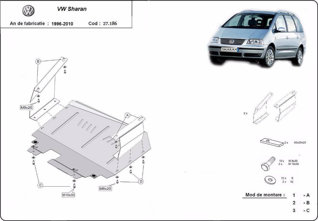Cubre cárter metálico Volkswagen Sharan (1999-2010) a medida