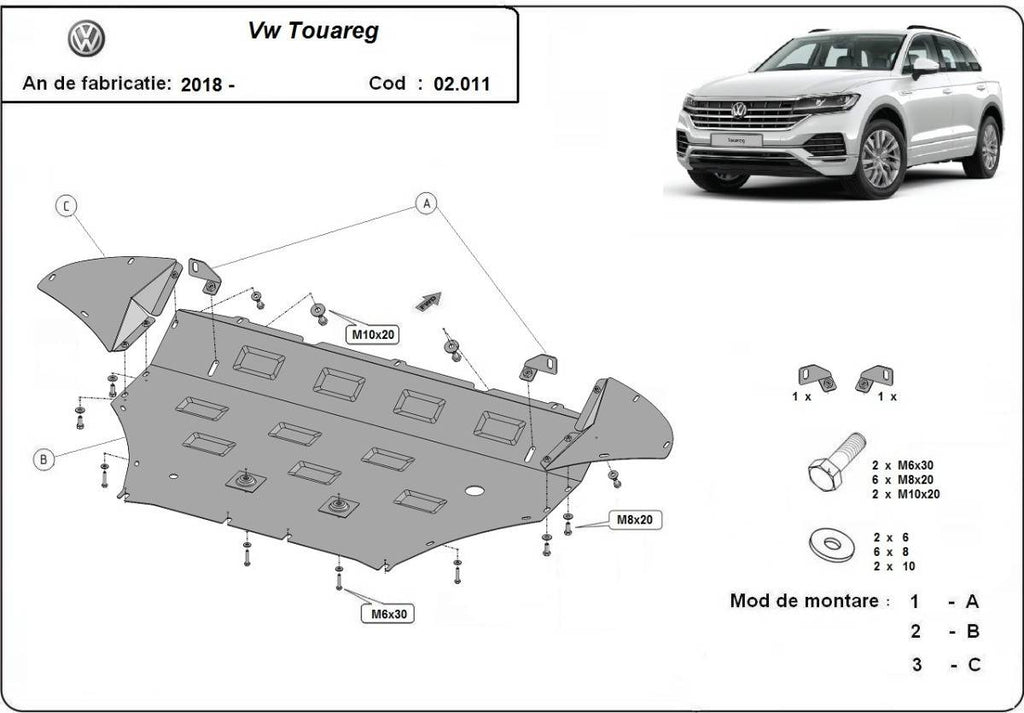 Cubre cárter metálico Volkswagen Touareg (2018-2022) a medida