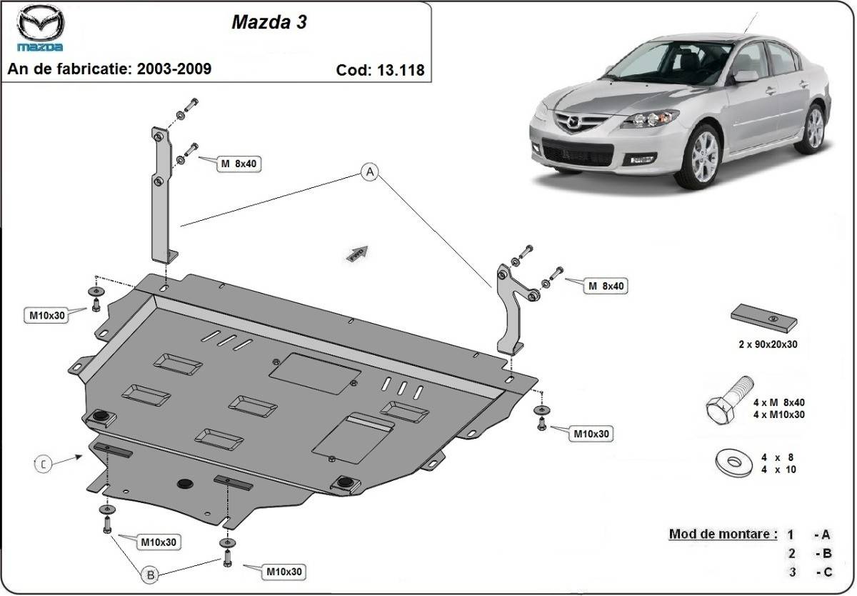 Cubre cárter metálico Mazda 3 (2003-2009) a medida