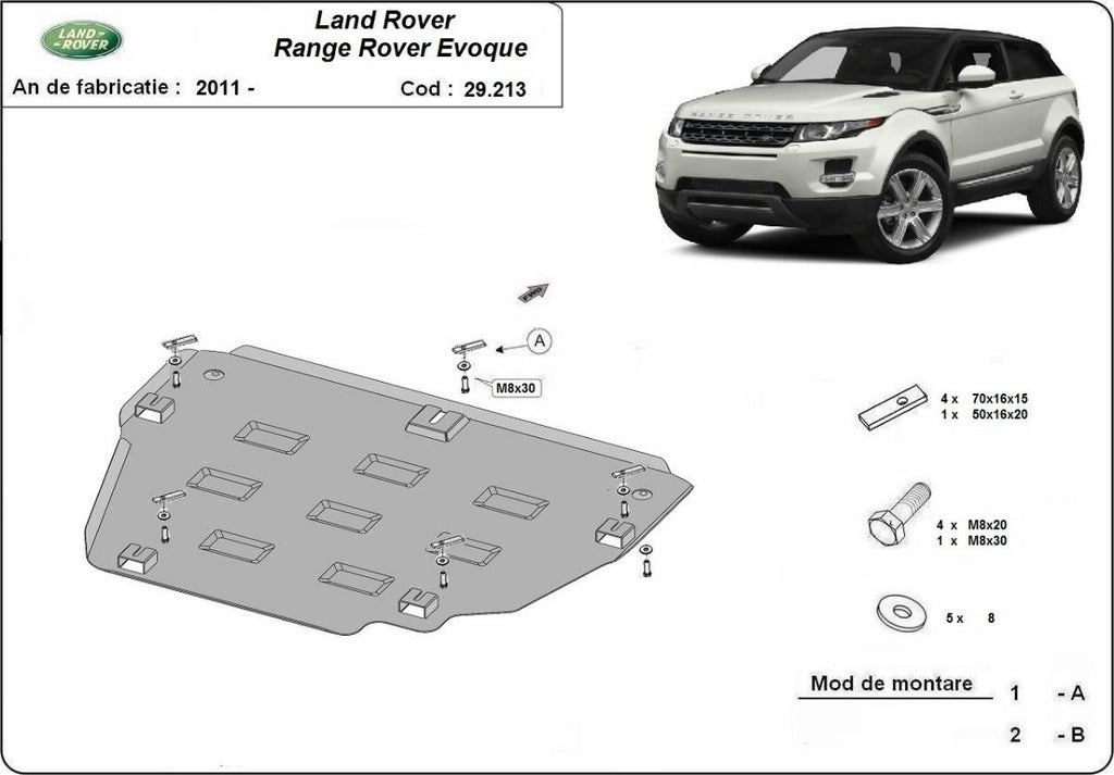 Cubre cárter metálico Range Rover Evoque (2011-2022) a medida