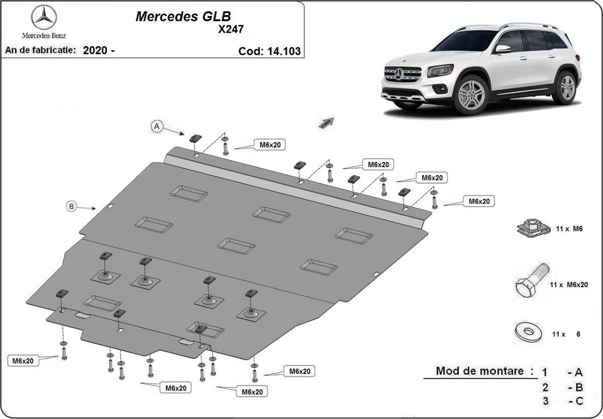 Cubre cárter metálico Mercedes GLB X247 (2018-2022) a medida
