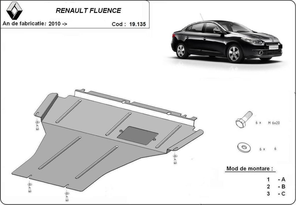 Cubre cárter metálico Renault Fluence (2010-2015) a medida