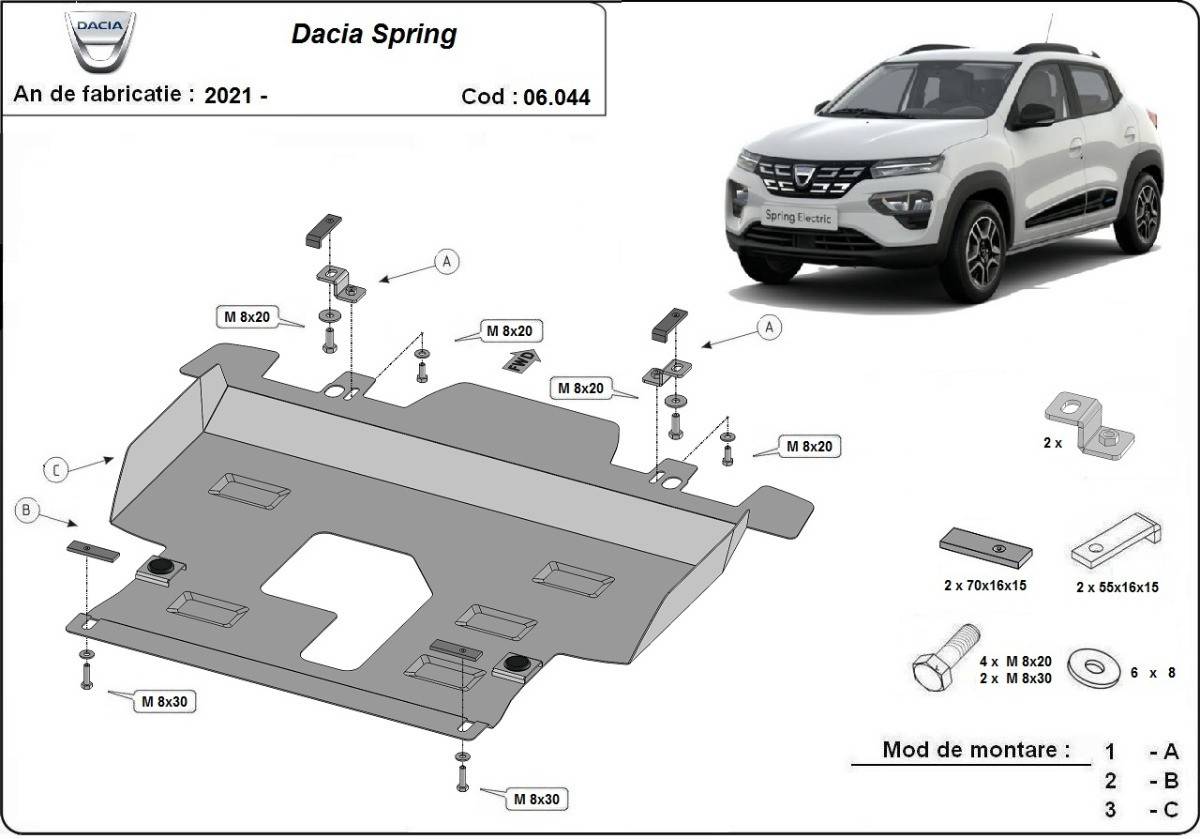 Cubre cárter metálico Dacia Spring (2021-2022) a medida
