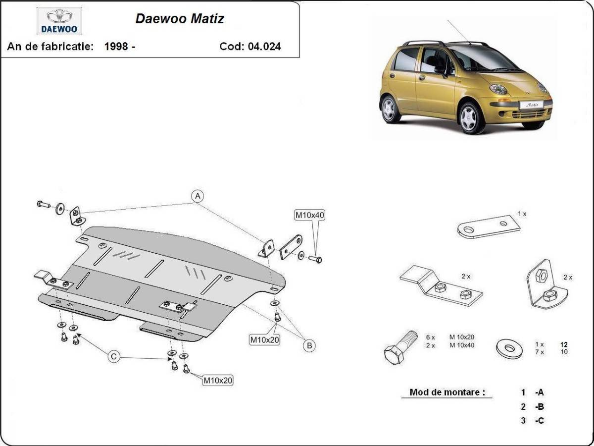 Cubre cárter metálico Daewoo Matiz (1998-2004) a medida