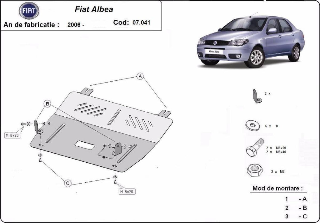 Cubre cárter metálico Fiat Albea (2002-2012) a medida