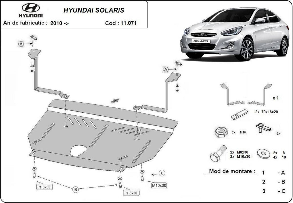Cubre cárter metálico Hyundai Solaris (2010-2018) a medida