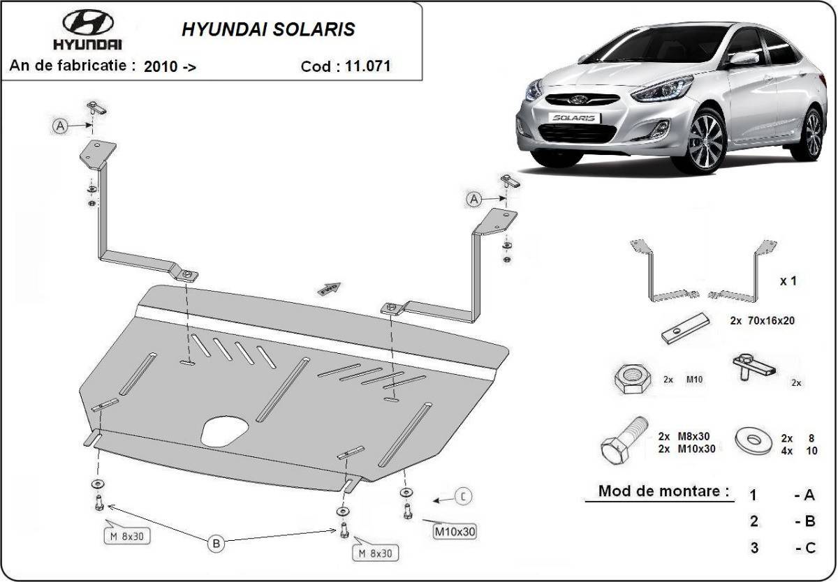 Cubre cárter metálico Hyundai Solaris (2010-2018) a medida