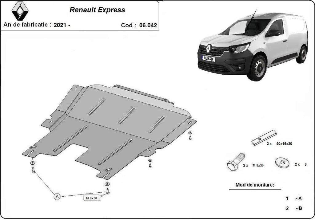 Cubre cárter metálico Renault Express (2021-2022) a medida