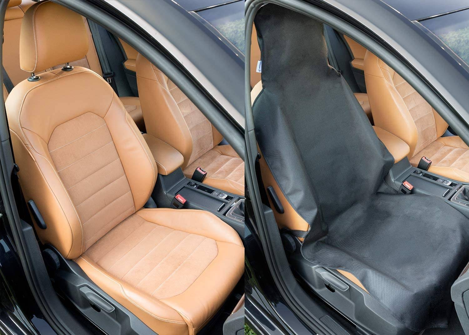Funda protectora de asiento de poliester negra
